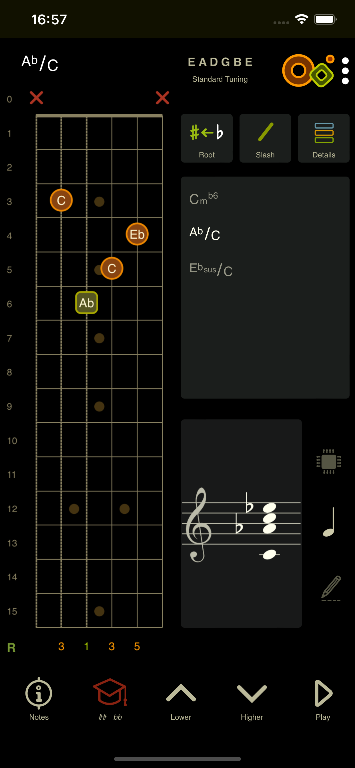 Oolimo app guitar chord analyzer